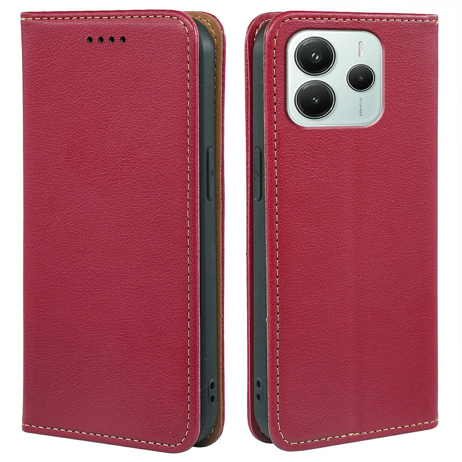 

For Xiaomi Redmi Note 14 5G/Poco M7 Pro 5G Case Wallet RFID Blocking Leather Phone Cover Strong Magnetic Closure Red