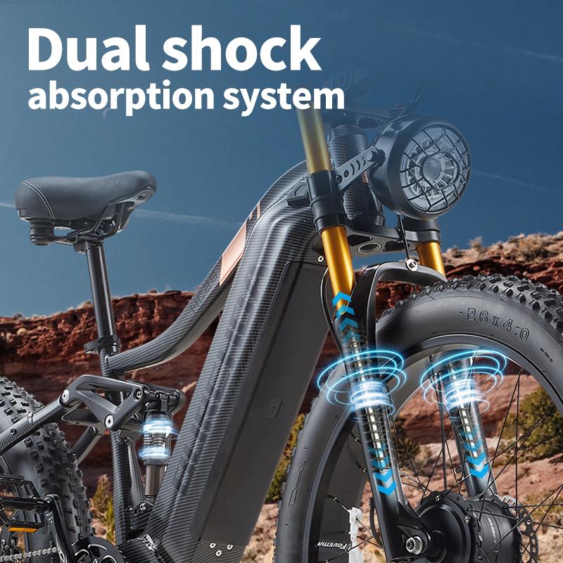 BURCHDA HC26 Elektro-Mountainbike mit zwei Motoren, 48V30AH Akku, 26-Zoll MTB Herren E-Bike, E-Bike für Erwachsene mit 2*95Nm Motoren und dicken Reifen