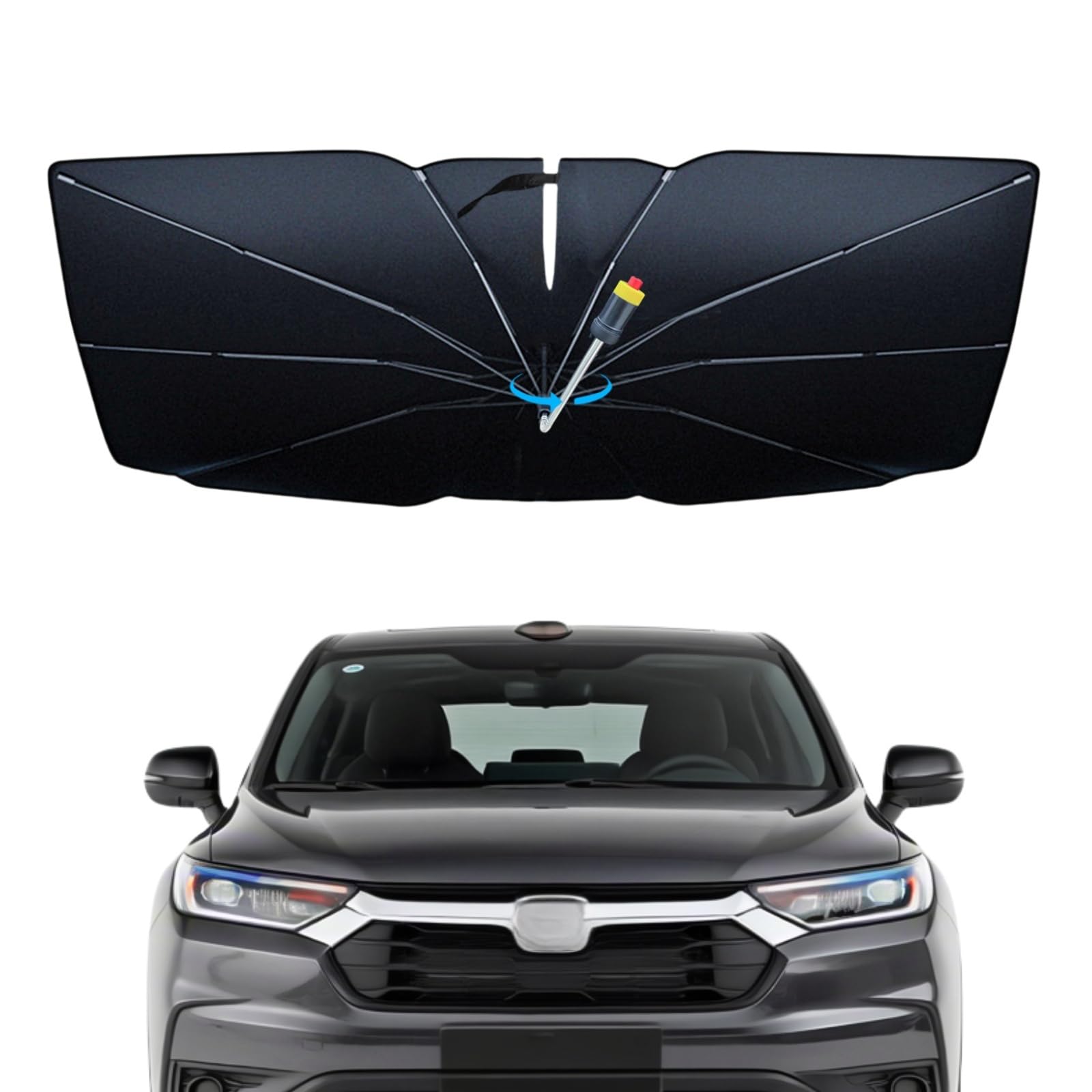 

Yuyu Home Car Front Sunshade Renewal Powerful Light Blocking Emergency Hammer Car Sunshade with UV Flexible Center Glass Light UV Heat Easy Foldable