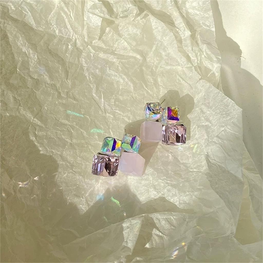 Elegant Zircon Crystal Square Earrings