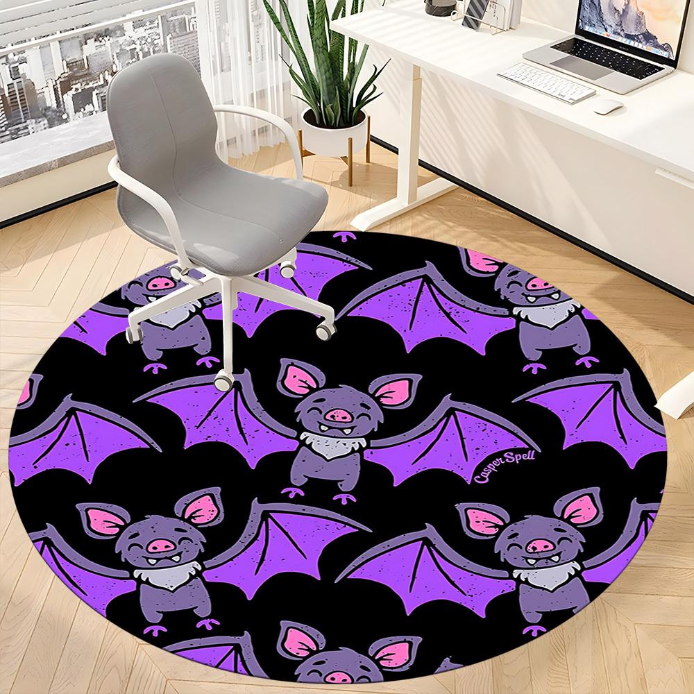 1pc Bat Halloween Office Round Area Rug,  Mat Suitable ForOffice, Under Office Chairs Bedroom Living Room Home Decor, Room Deco
