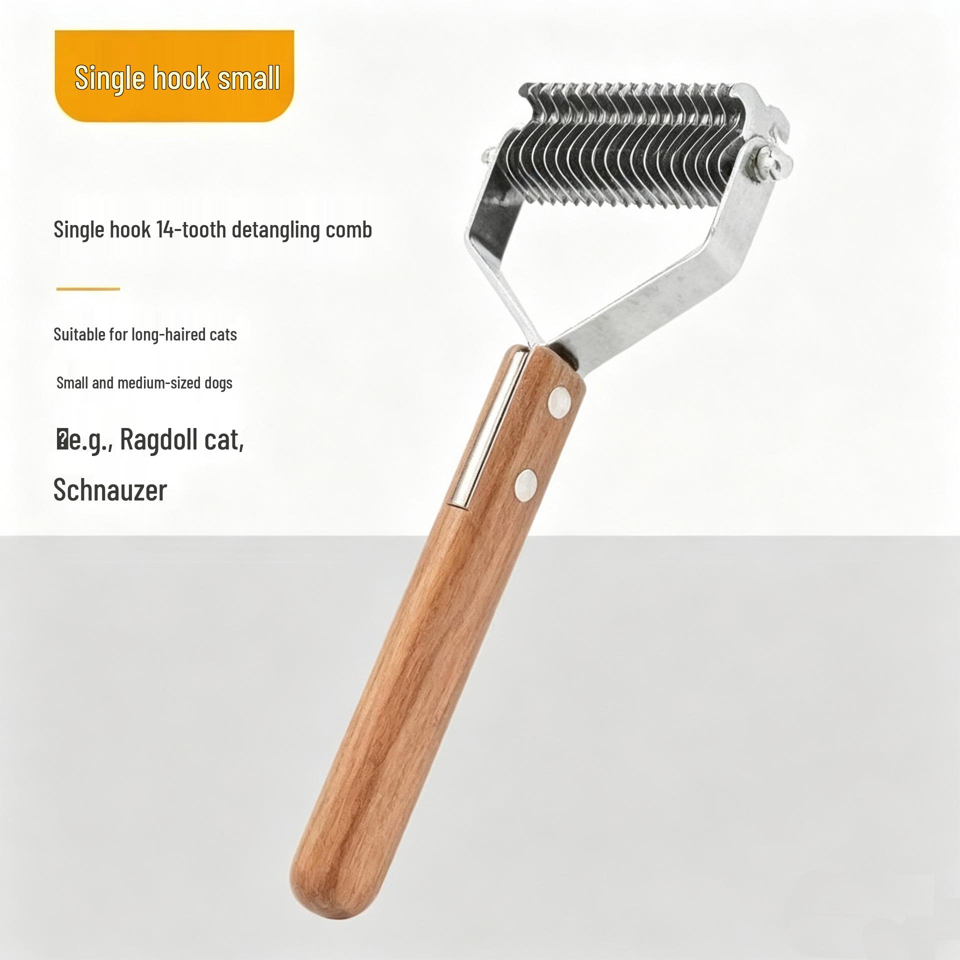 Solid Wood Pet De-Shedding Comb for Dogs and Cats