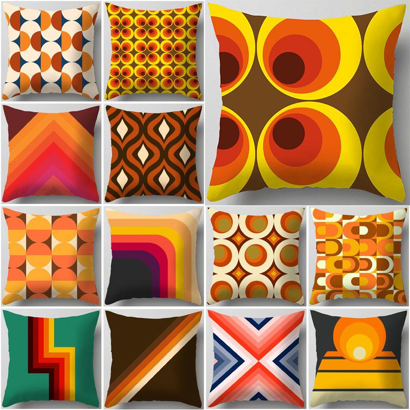 Orange Geometric Pillowcase Modern Home Decor Living Room Office Sofa Cushion Cover Home Decor Pillowcase
