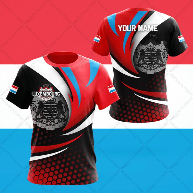 

Футболка с изображением флага и герба Люксембурга, летняя повседневная уличная одежда, мужские модные свободные футболки, большие топы с короткими рукавами для мальчиков