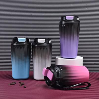 New High Appearance Level Gradient Stainless Steel Thermos Cup American Outdoor Will Carry Rope Handy Cup Coffee Cup