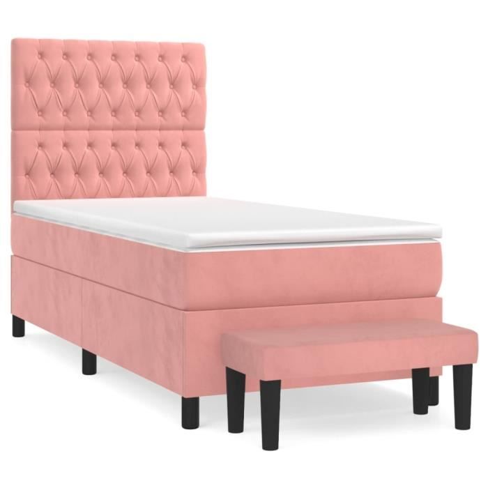 3138000 vidaXL Divan Bed with Mattress Pink 90x190 Cm Velvet