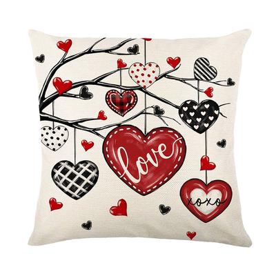Nuova Federa Cuscino in Lino per San Valentino Stampa Lettere Rosse Amore Double-Side Cuscino Decorativo per Festival Invernali
