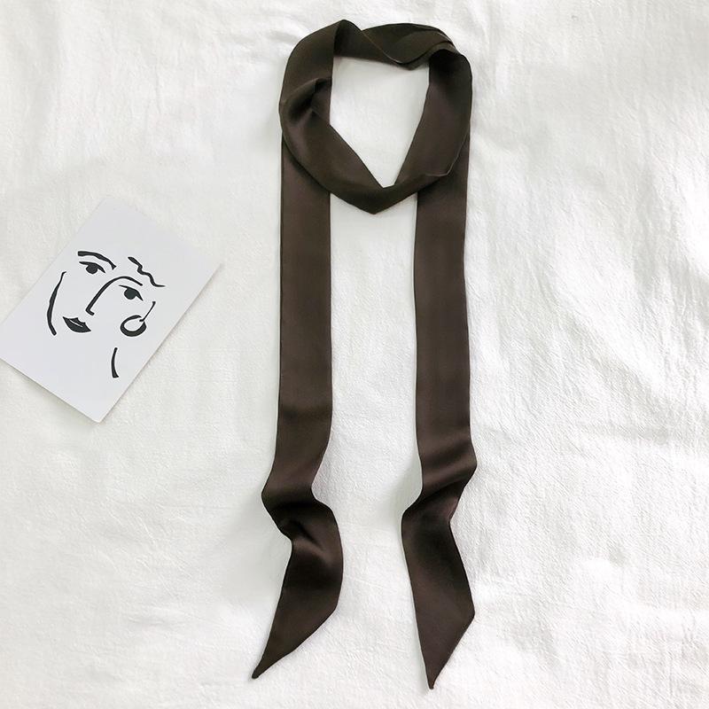 Women's Solid Silk Ribbon Scarf: Thin, Long, Narrow Neck Tie & Shirt Accessory