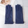 Ladies Sheepskin Gloves Classic Solid Color Versatile Leather Spring Knit Lining Cycling Driving Gloves Autumn