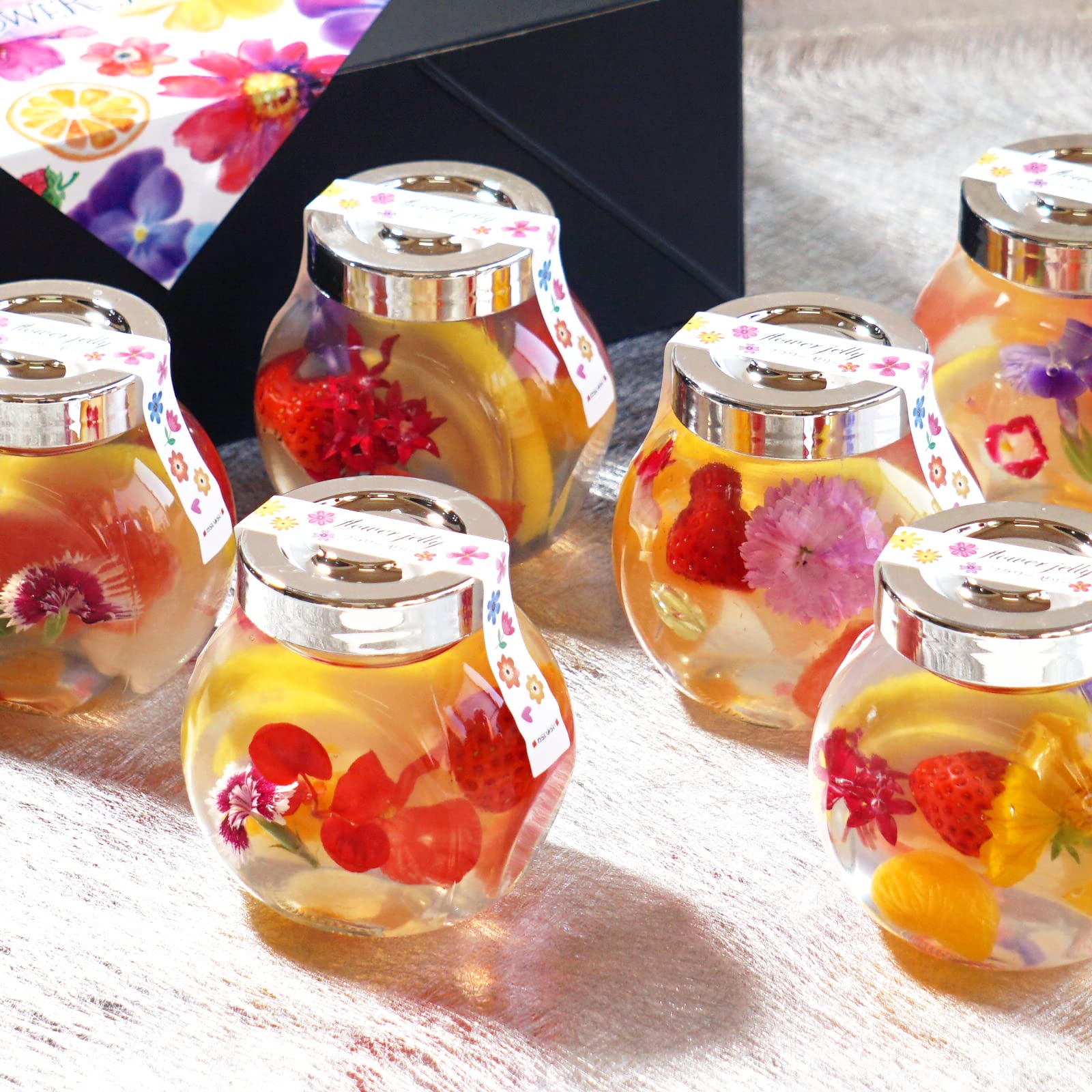 

Warai Mirai Желе в стиле гербария с цветами и фруктами Сладкий подарок 6 штук (Подарок на день рождения),