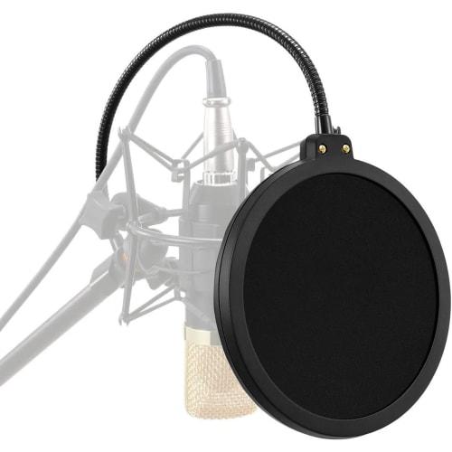 JUTOSU Microphone Pop Filter, Microphone Stand, Microphone Pop Guard, Microphone Filter, Double-Layered Pop Blocker, Pop Filter for Internet Tabletop