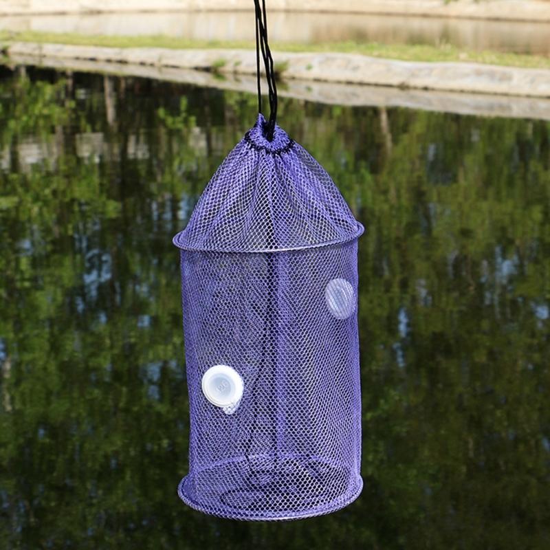 Fishing Baits Trap Foldable Fish Basket for Shrimp Heavy Duty Braided Fishing Net with Storage Bag Basket Baits Cage