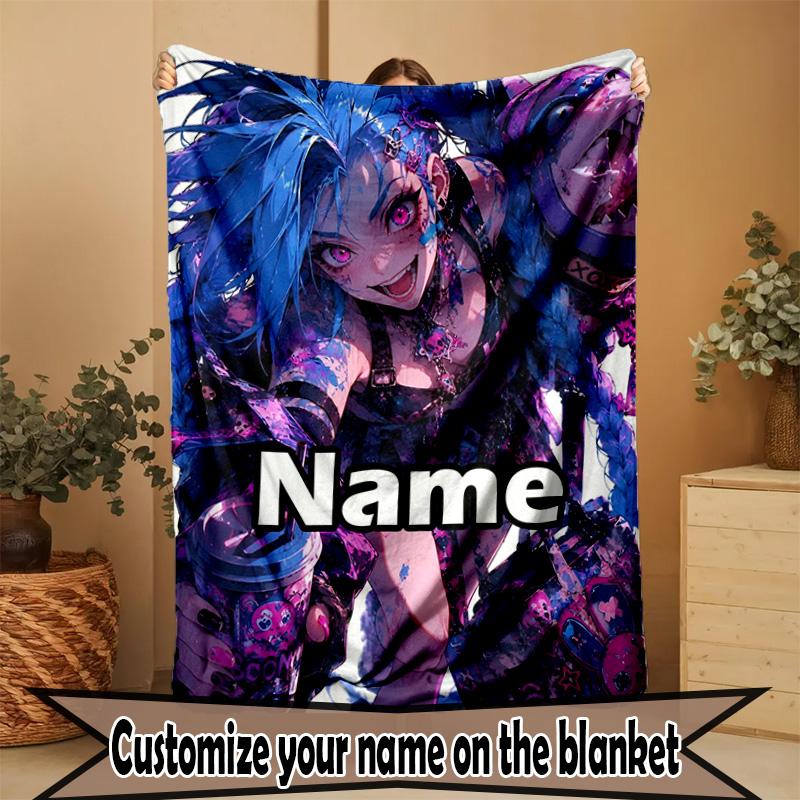 Custom Name Personalized Jinx Print Blanket, Home Decor, Bedroom, Sofa, Camping, Couch, Gifts for Birthday ChristmasEnthusiasts