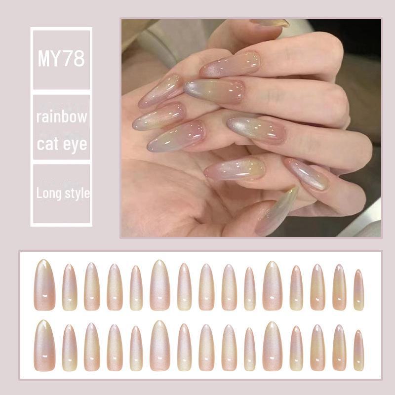 

Chasing Light Cat s Eye Crystal Nails: Знімний дизайн ручної роботи з діамантами для модного та стильного образу.