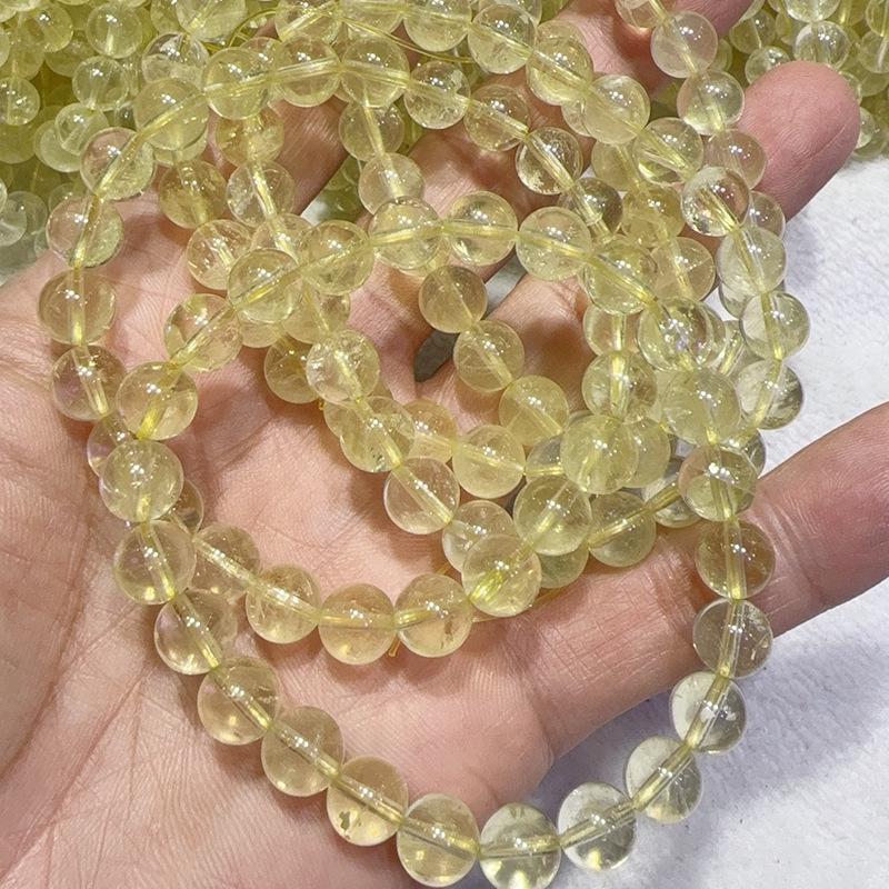 Natural Lemon Yellow Citrine Beads: 7A Grade Round Beads for DIY Women's Fresh Style Bracelets and Jewelry Crafting