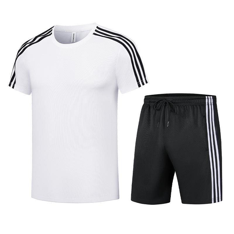 Completo sportivo da uomo alla moda, tre pezzi, casual, taglie forti, da viaggio, in gruppo, a maniche corte, da uomo