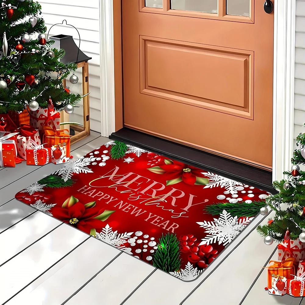 1pc Snowmen Christmas Doormat for Home , Holiday Indoor and Outdoor Rear Front Door Welcome Mat Winter Door Mat.