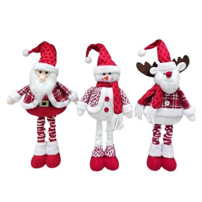 Telescopic Plush Christmas Ornaments: Snowman, Reindeer, Santa with Scarf