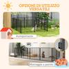 8-Panel Modular Indoor/Outdoor Dog Kennel with 9 Pegs, Steel, 164x164x80 cm, Black