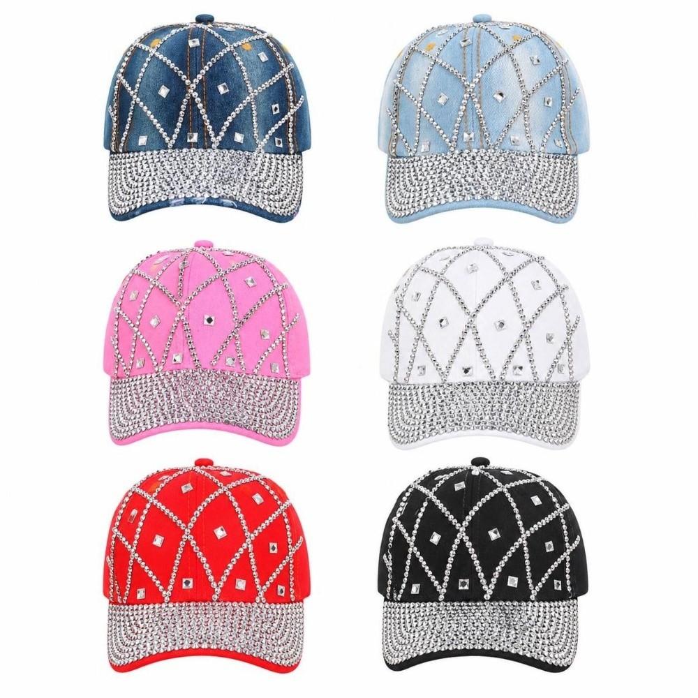 Strassverzierte Baseballkappe Verstellbare Entenschnabelmütze Modische Sonnenschutzmütze Unisex