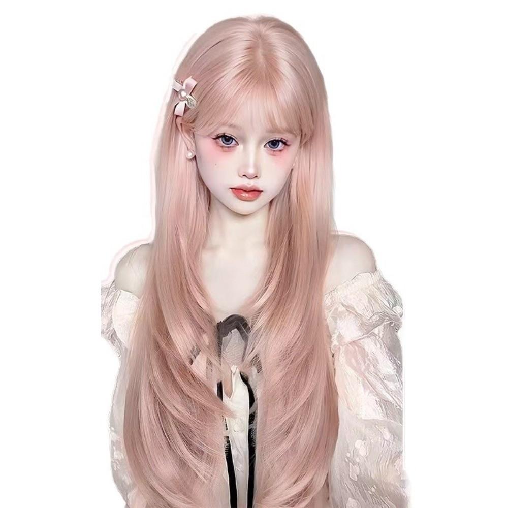 Harajuku Long Straight Synthetic Hair Lolita Halloween Cosplay Wig with Bangs for Women