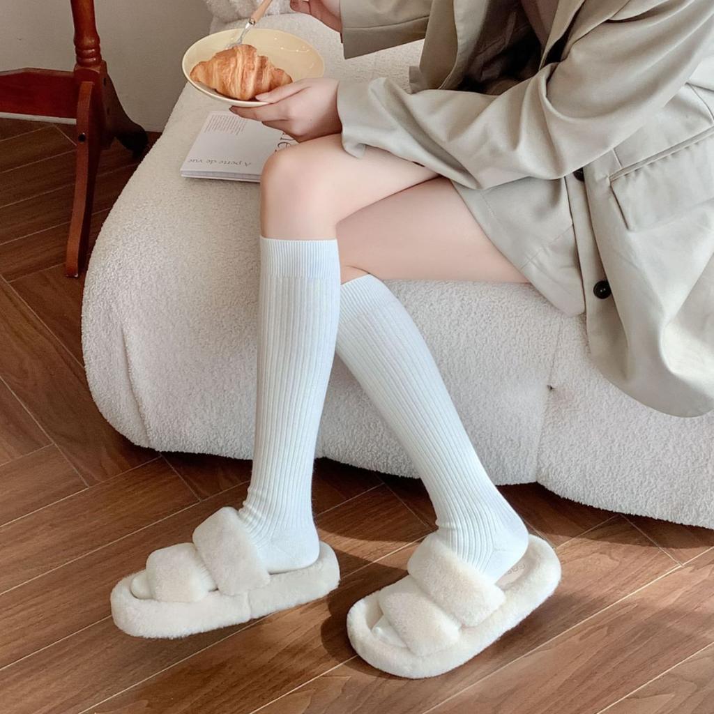 Knitting Cotton Women Stockings Autumn Winter Warm Thigh High Stockings Ladies Girls Fashion Solid Knee Socks Women Long Socks