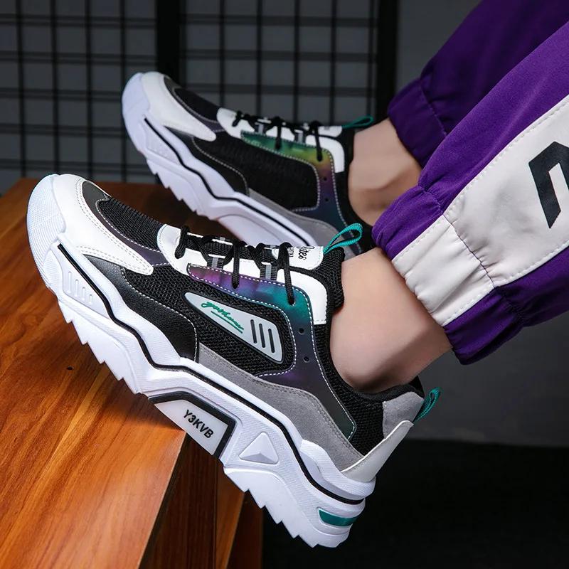 New Men's Sneakers Men Summer Lace-up Breathable Running Shoes Mesh Platform Shoes Men Comfort Casual Shoe Tenis Masculino