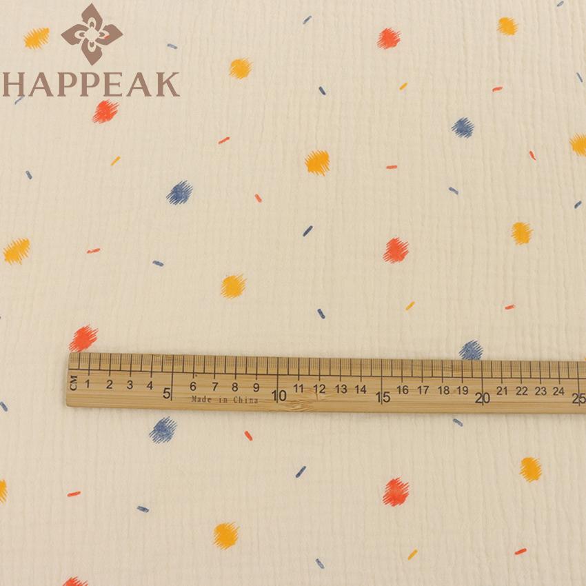 HAPPEAK Low MOQ 100 Cotton Muslin Printed Fabrics Breathable Double Layered Gauze Fabric for Nightgowns