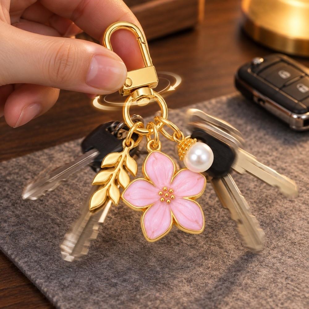 3D Flower Ball Flower Keychain Enamel Flower Key Holder Romantic Key Ring Girls Women
