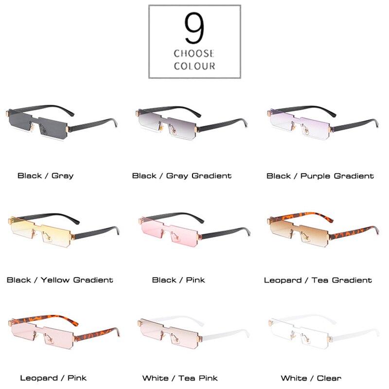 SO&EI Mote Kantløse One Piece Rectangle Solbriller Dame Retro Gradient Shades UV400 Menn Trending Firkantede Rosa solbriller