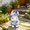 Solar Puppy Statue Light, Garden Spotted Dog Butterfly Solar Light, Outdoor Cute Animal Sculpture Light for Patio Lawn Yard Pathway
