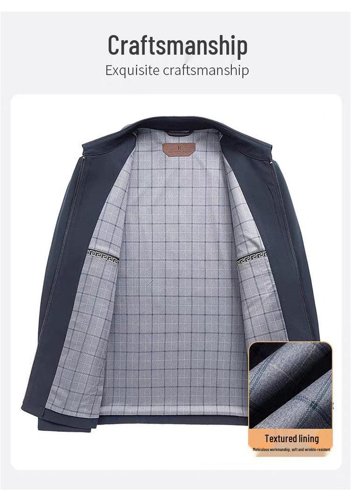 Men's Business Casual Zipper Jacket - Solid Color, Simple Cadre Style for Spring/Autumn