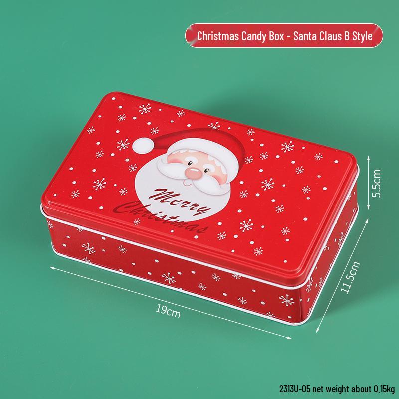 Christmas Rectangular Tin Skylight Box for Candies and Cookies - Children's Decorative Empty Gift Storage Box