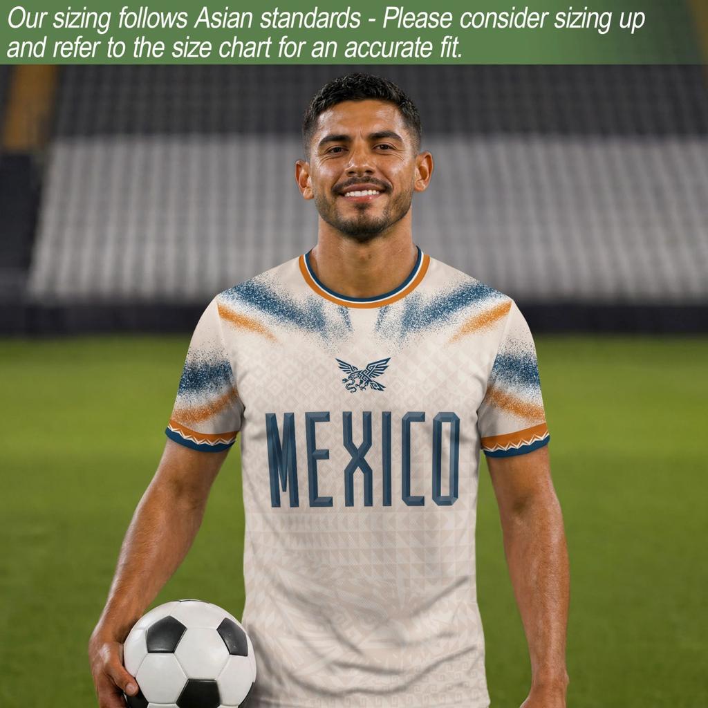Men's Casual Soccer Jersey Short Sleeve Top Featuring Mexico Themed Graphic Print Lightweight Breathable Fabric Comfortable Fit