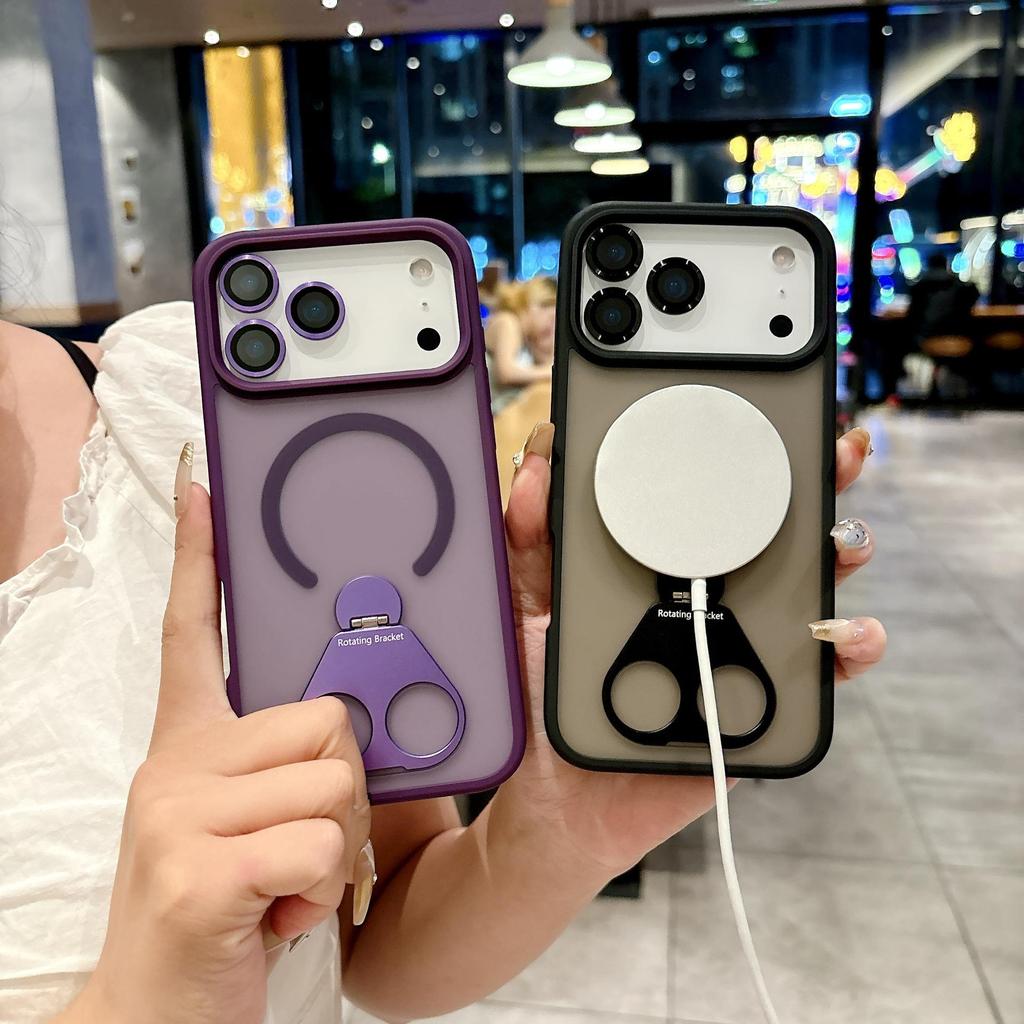 iPhone17Air Double Ring 360 Magnetic Stand Frosted Apple 16ProMax Protective Case