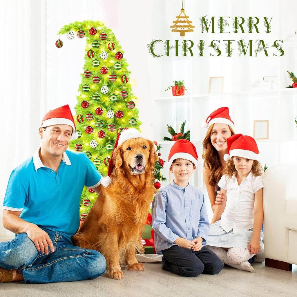 Lime Green Artificial Christmas Tree with LED Lights, 5FT Flexible Branches & Tree Skirt, Indoor Outdoor Holiday Decor