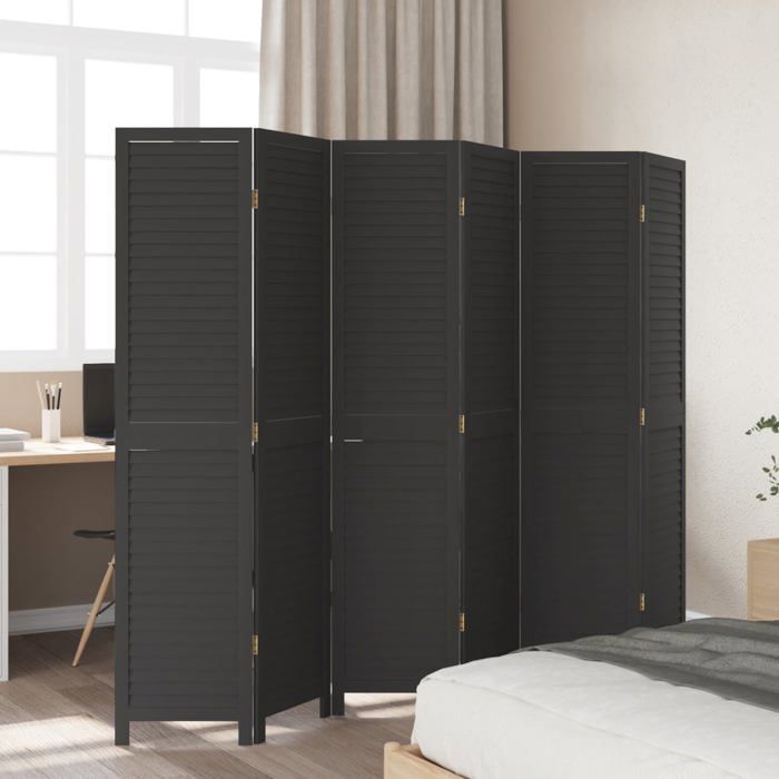 VidaXL Cloison de Séparation 6 Panneaux, Séparateur de Pièce, Écran d'Intimité, Paravent de Salon Chambre, Noir Bois de 358858