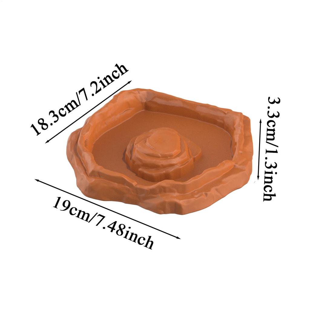 Tortoise Water Dish Reptile Bath Basin Anti-Slip Turtle Water Food Dish with Ramp for Aquarium Tank Terrarium for Gecko Snake
