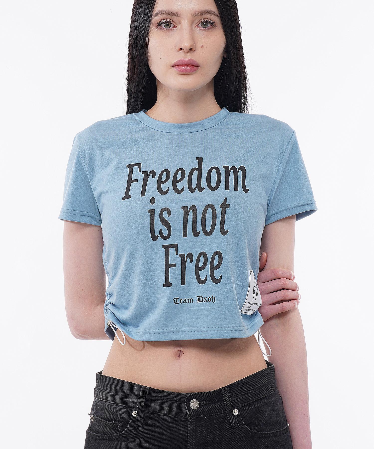 D So H Freedom Side String Crop Top Sky Blue Free