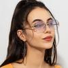 Unisex Metal Frameless Octagonal Sunglasses, Gradient Lenses With UV Protection For Daily And Outdoor Use