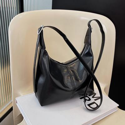 Popular Simple Solid Color Casual Retro Bag Women'S Summer Fashion Shoulder Underarm Tote Bag