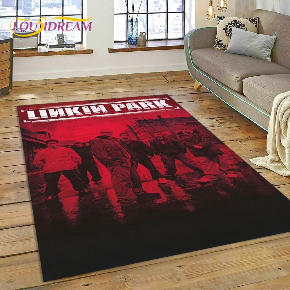 3D Ρετρό Ροκ Συγκρότημα 3D L-Linkin-Park Χαλί για Σαλόνι Υπνοδωμάτιο Διακόσμηση Σπιτιού, Αντιολισθητικό Πατάκι Διακόσμησης για Καναπέ Πατάκι Εισόδου