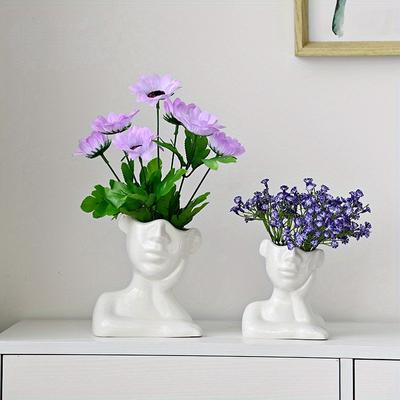 1Pc Nordic Meditator Ceramic Vase Creative Decorative Flowers Vase Flower Arrangement Hydroponic Vase White Porcelain Crafts