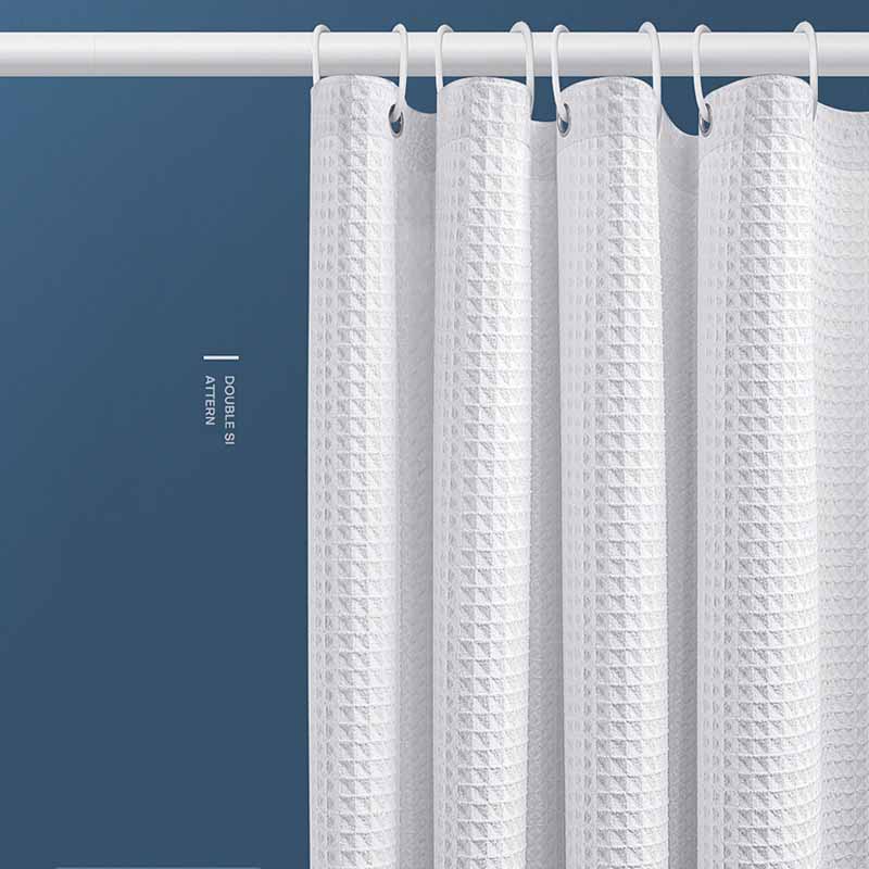 Thickened Jacquard Waffle Shower Curtain Pure Color Waterproof Bathroom Partition Easy Install Privacy Screen