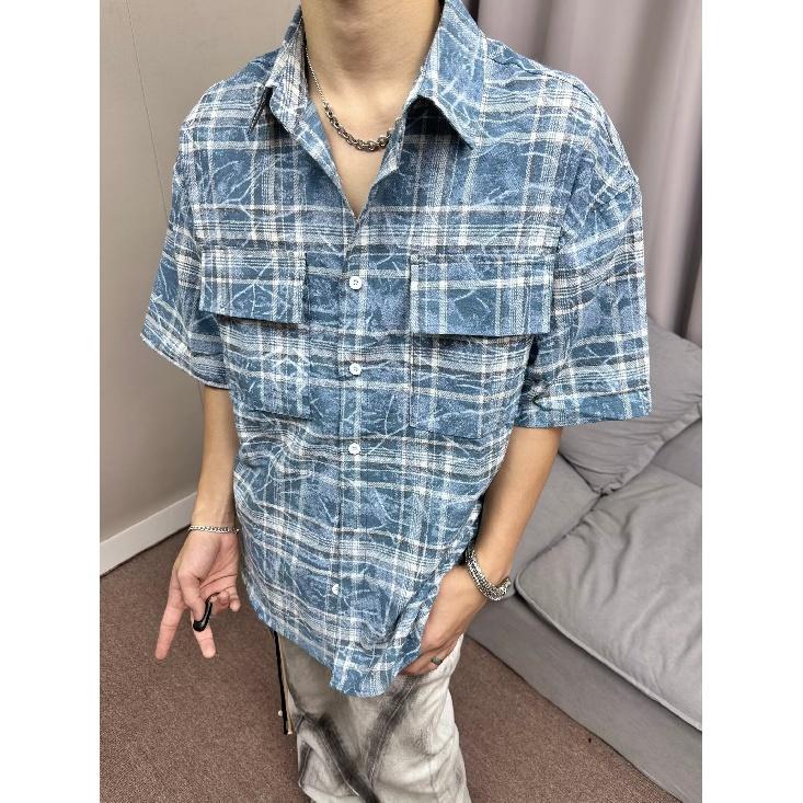 Summer New Casual Five Quarter Sleeved Shirt Oversized Loose Couple Five Quarter Sleeved Short Sleeved Shirt For Men And Women