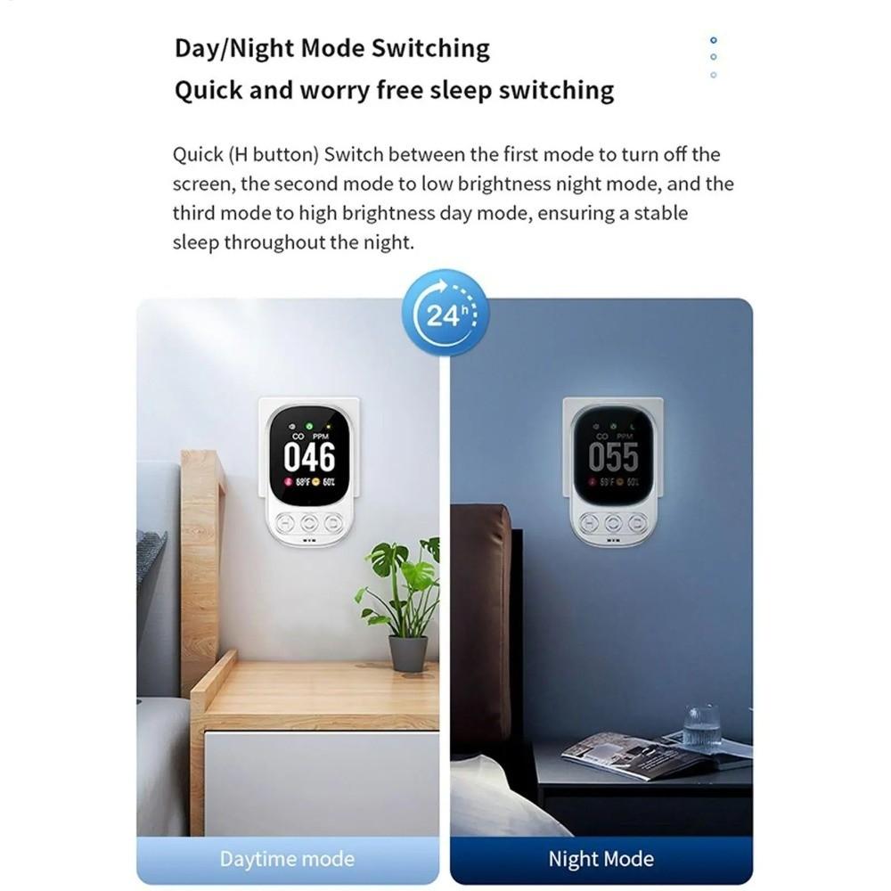 Large Screen CO Monoxide Alarm Real Time Monitoring Temperature Humidity Detector  For Home Outdoor