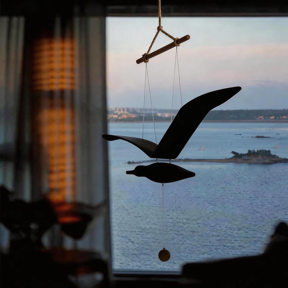 Hand Carved Wooden Seagull Hanging Wind Chime Aerial Pendant Flying Seagull Home Decor Window   Nursery Children's Room Hanging