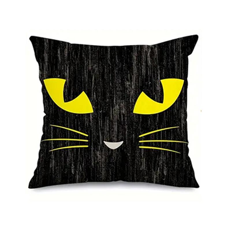 1pc Halloween Decorative Cushion Cover, Halloween Funny Expression Pillow Cover, Suitable for Party Home Room Decoration