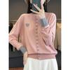2025 Autumn/Winter Women's Round Neck Color Block Knit Cardigan Sweater 