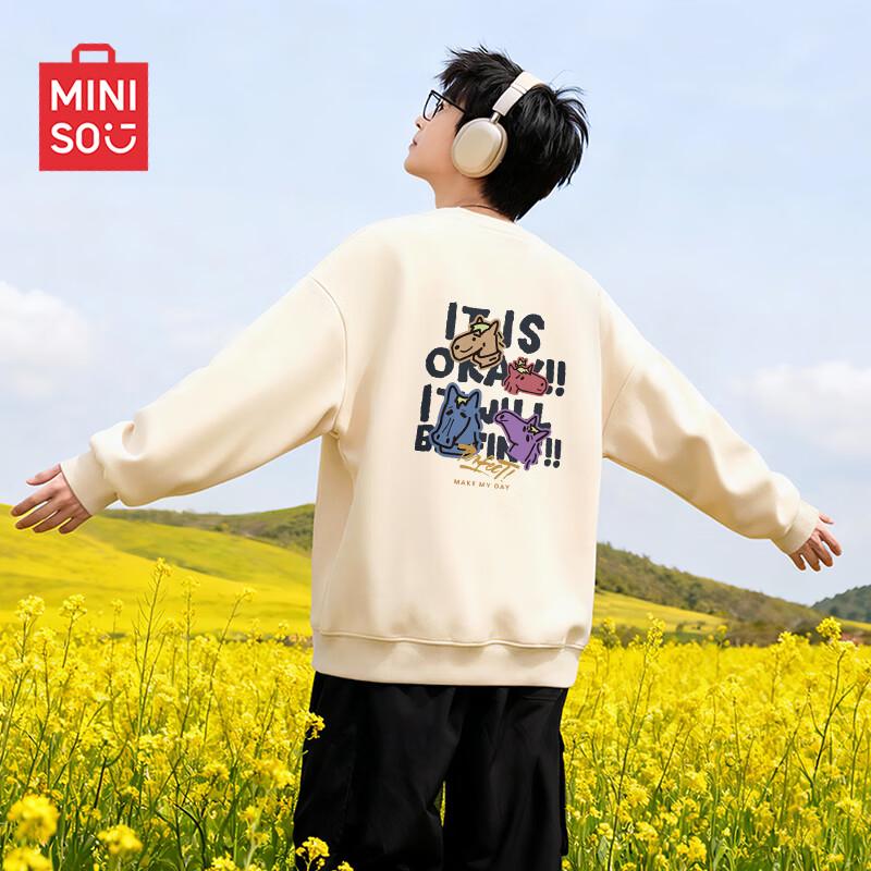 MINISO Men's Crew Neck Graphic Pullover Sweatshirt